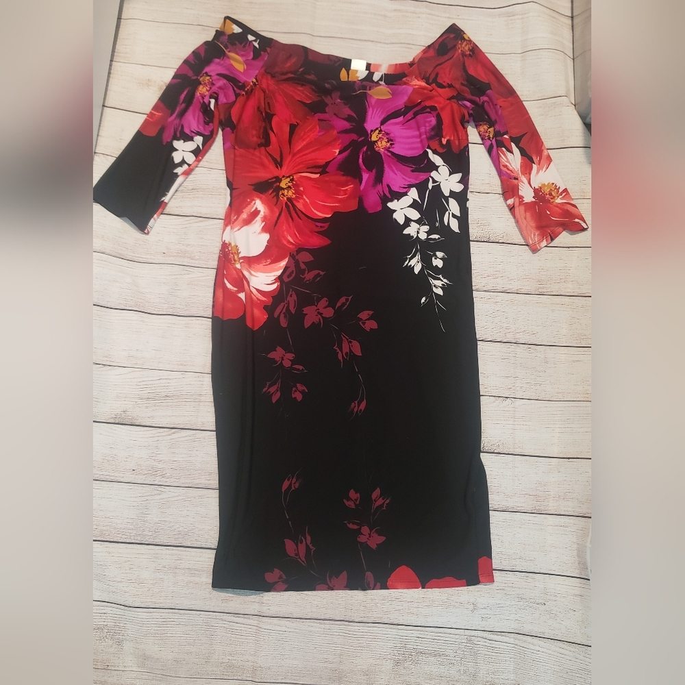 🌺 VENUS Floral Bodycon Dress | Off Shoulder Cocktail Midi